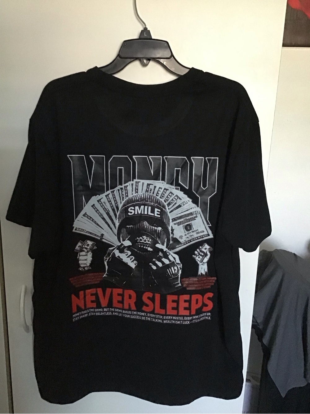 Money Never Sleeps Graphic Black T-Shirt